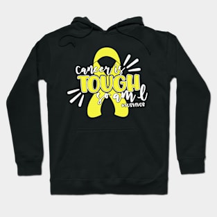 Cancer Is Tough So Am I Survivor Hydrocephalus Awareness Yellow Ribbon Warrior Hoodie